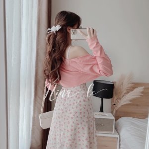 Set 2 Món Váy Hoa Đũi Mix Áo Khoác Thun Hit Hot-9