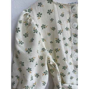 Đầm - Váy hoa nhí cổ tròn tay lỡ cúc ngực xinh xắn vintage-6