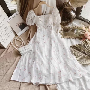 Alternative view of Váy hoa trắng nút bọc(Sẵn tại shop )