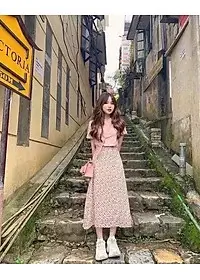 Chân Váy Nữ Hoa Xoè Eo Bo Chun Phía Sau