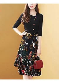 ĐẦM THUN ĐÍNH NÚT CHÂN VÁY HOA - HN1242 - Image 3