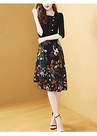 ĐẦM THUN ĐÍNH NÚT CHÂN VÁY HOA - HN1242 - Image 4