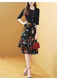 ĐẦM THUN ĐÍNH NÚT CHÂN VÁY HOA - HN1242 - Image 5