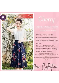 Alternative view of Váy hoa nhí công sở thiết kế liền thân chân váy dáng xòe, đầm nữ phối hoa đẹp Cherry Store V044