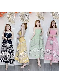 Alternative view of Đầm Maxi Đi Biển, Váy 2 Dây Hoa Cúc Hở Lưng Có Mút Ngực LH78