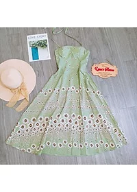 Đầm Maxi Đi Biển, Váy 2 Dây Hoa Cúc Hở Lưng Có Mút Ngực LH78 - Image 4