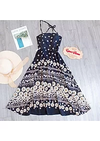 Đầm Maxi Đi Biển, Váy 2 Dây Hoa Cúc Hở Lưng Có Mút Ngực LH78 - Image 5