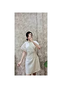 Alternative view of Đầm trắng phối cổ voan tay tiên đính hoa dự tiệc váy cưới cô dâu tiểu thư dịu dàng