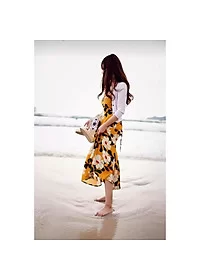 váy 2 dây maxi nữ, đầm 2 dây hoa vàng đan lưng sexy xinh xắn - Image 4