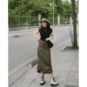 [Mã INBAU25 giảm 25K đơn 149K] Chân váy Kaki rút dây 2 sườn, túi hộp hottrend siêu hách dáng - phong cách trẻ trung-6