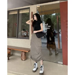 [Mã INBAU25 giảm 25K đơn 149K] Chân váy Kaki rút dây 2 sườn, túi hộp hottrend siêu hách dáng - phong cách trẻ trung-8