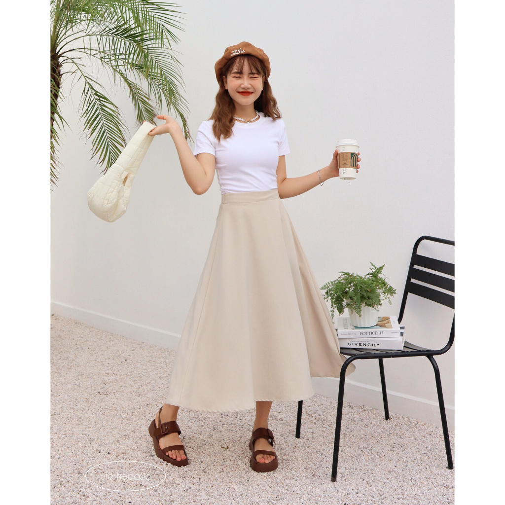 Chân váy midi chữ A 2 lớp - Flowy Skirt - ufo.thebasic-5