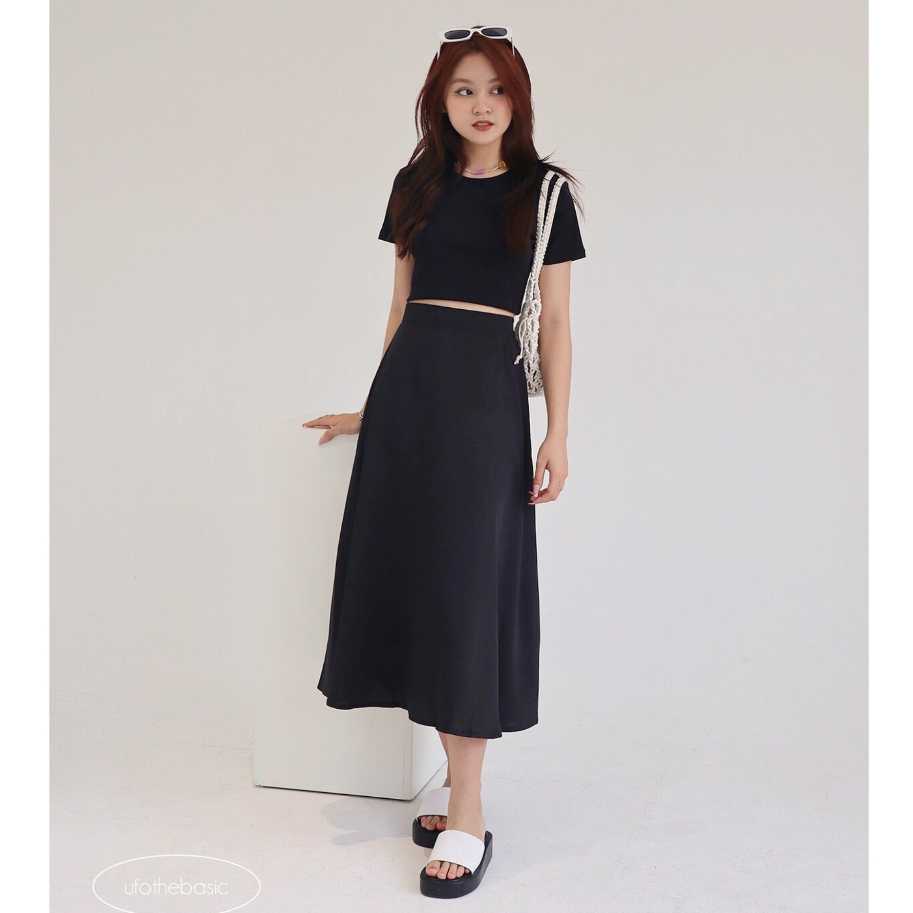 Chân váy midi chữ A 2 lớp - Flowy Skirt - ufo.thebasic-2
