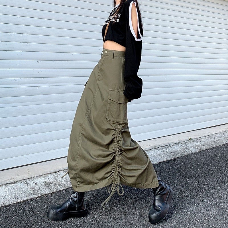 [Mã INBAU25 giảm 25K đơn 149K] Chân váy Kaki rút dây 2 sườn, túi hộp hottrend siêu hách dáng - phong cách trẻ trung-1