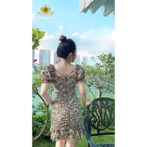 Váy Hoa Nhí Tay Bồng Đuôi Cá Molina Thiết Kế dáng ôm Nhún Eo Tôn Dáng Chất Liệu Cao Cấp-9