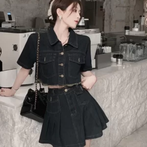 Set jeans áo kiểu kèm chân váy uzzlang hàng siêu đẹp; nhiều mẫu [ Ship hoả tốc - Kèm ảnh thật 100% ]-4