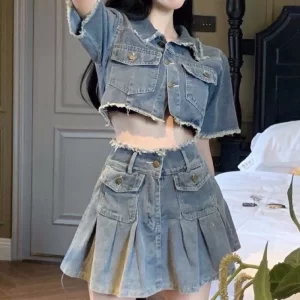 Set jeans áo kiểu kèm chân váy uzzlang hàng siêu đẹp; nhiều mẫu [ Ship hoả tốc - Kèm ảnh thật 100% ]-5