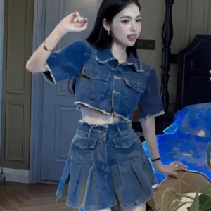 Set jeans áo kiểu kèm chân váy uzzlang hàng siêu đẹp; nhiều mẫu [ Ship hoả tốc - Kèm ảnh thật 100% ]-6