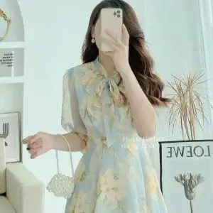 [ THỜI TRANG NỮ CAO CẤP ] ĐẦM HOA TIỂU THƯ CỘT NƠ SIÊU XINH CHẤT VẢI MỀM MỊN THOÁNG MÁT NEW 79 STORE