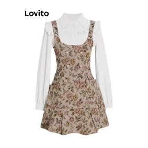 Lovito Váy khâu vải hoa Ditsy thông thường cho nữ LNE29350 (Nhiều màu)-2