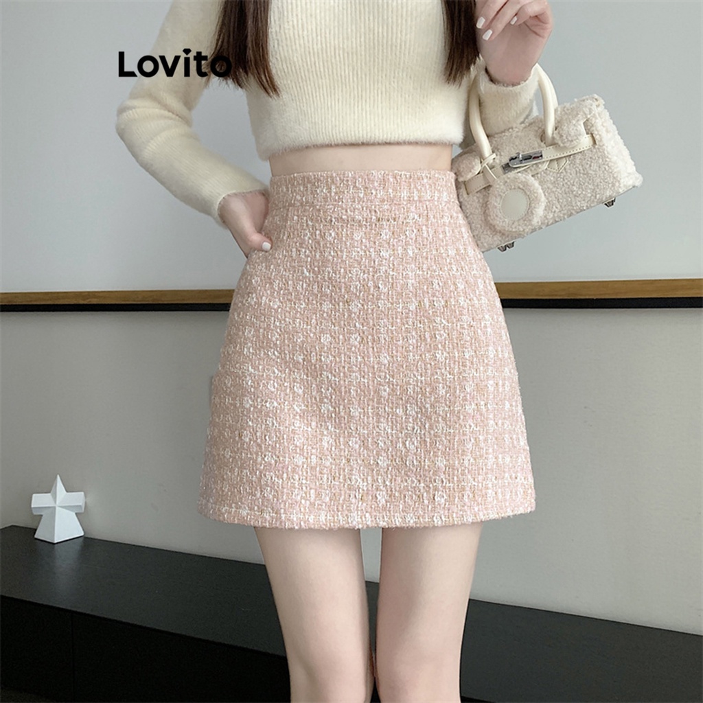 Lovito Váy chữ A hoa Ditsy thường ngày dành cho nữ L71ED093 (Hồng đen)-2
