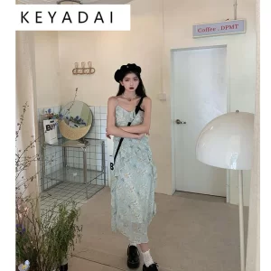 KEYADAI Váy hoa nhí Chic váy nữ Đầm Body Cho thời váy INS Fashion Thời trang Trendy WLQ2410MHJ 4Z240123-3