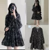 [NEW]ĐẦM HOA NHÍ BABYDOLL ĐEN DÀI TAY NHÚN LI VAI style Ulzzang-1